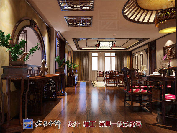 遼寧盤(pán)錦220平米別墅設計，感受中式別墅裝修的氣息